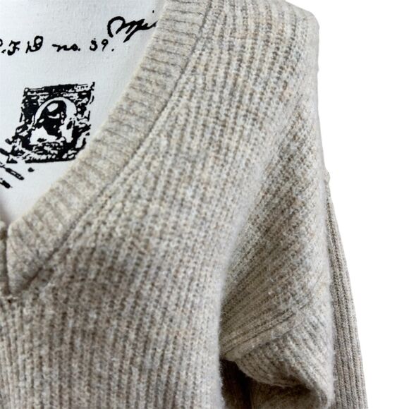 Topshop Oatmeal V-neckline knit Sweater relax tunic size XS lagenlook soft cozy - Picture 3 of 16